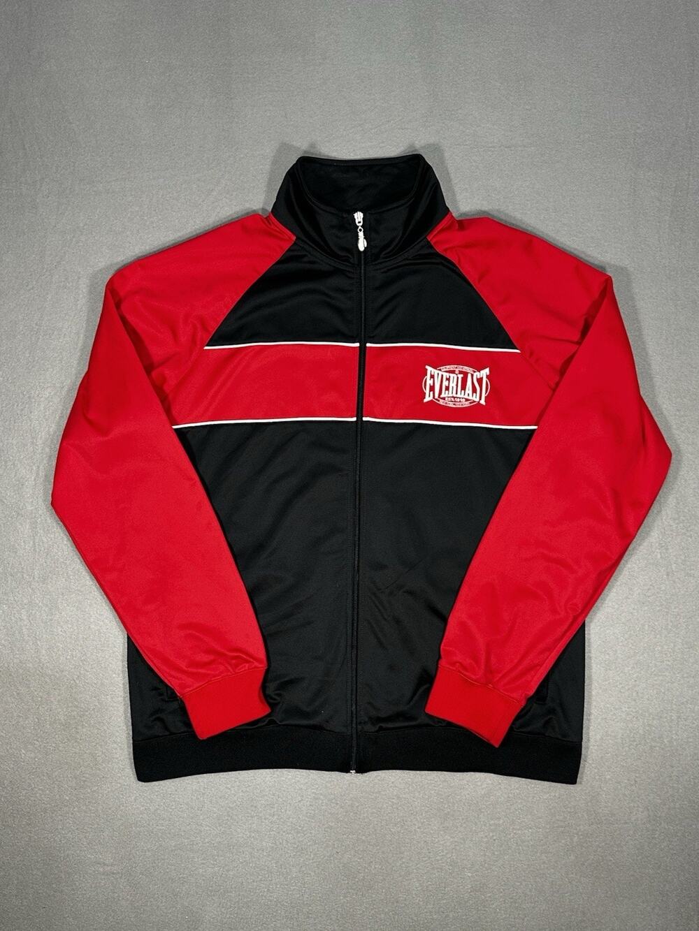 Everlast Track Jacket Large Red Black Full Zip Boxing Athletic Polyester L